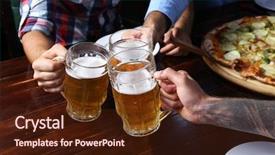  Presentation with hands holding - Beautiful presentation design featuring hands holding glasses with beer backdrop and a tawny brown colored foreground
