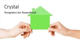  Presentation with green real estate - Presentation theme having hands holding green blank paper background and a white colored foreground