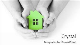  Presentation with green real estate - Cool new presentation theme with hands holding green blank paper backdrop and a  colored foreground