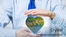  Presentation with hands heart - Slide set enhanced with hands holding heart shaped earth background and a light blue colored foreground