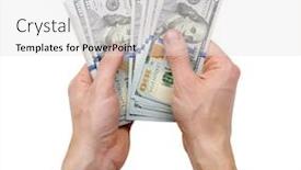  Presentation with hands holding - Audience pleasing PPT theme consisting of hands-holding-money-dollars-isolated backdrop and a light gray colored foreground