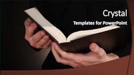  Presentation with open bible - Beautiful PPT theme featuring hands holding open russian bible backdrop and a black colored foreground