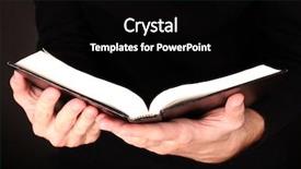  Presentation with open bible - Colorful slide set enhanced with hands holding open russian bible backdrop and a black colored foreground