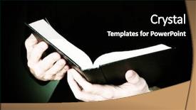  Presentation with open bible - Slide deck consisting of hands holding open russian bible background and a black colored foreground