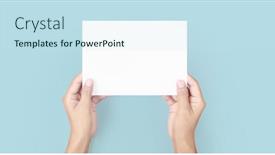  Presentation with letter - PPT theme having hands-holding-paper-blank background and a sky blue colored foreground