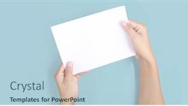  Presentation with letter - PPT theme enhanced with hands-holding-paper-blank background and a light blue colored foreground
