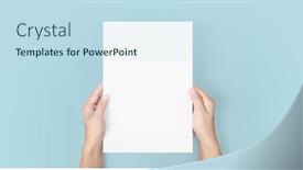  Presentation with holding hands - Amazing slide set having hands-holding-paper-blank backdrop and a sky blue colored foreground