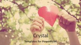  Presentation with hands heart - Cool new PPT theme with hands holding paper heart instagram backdrop and a lemonade colored foreground