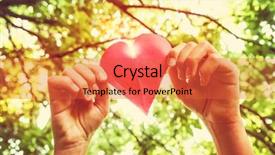  Presentation with hands heart - PPT theme having christmas tree toys on red napkin mandarins and candles on the table a fur-tree branch and fruit on a new year s table background and a crimson colored foreground