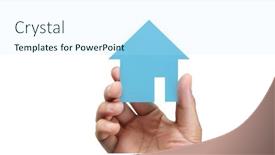  Presentation with family holding hands - Beautiful PPT layouts featuring hands-holding-paper-house-family backdrop and a cool aqua colored foreground