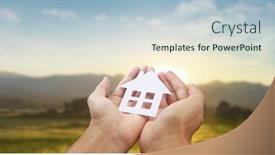  Presentation with family holding hands - Audience pleasing theme consisting of hands-holding-paper-house-family backdrop and a lemonade colored foreground