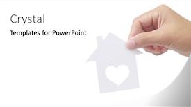  Presentation with family holding hands - Audience pleasing theme consisting of hands-holding-paper-house-family backdrop and a white colored foreground