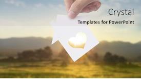  Presentation with family holding hands - Beautiful PPT layouts featuring hands-holding-paper-house-family backdrop and a coral colored foreground