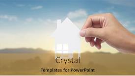  Presentation with family holding hands - Cool new presentation theme with hands-holding-paper-house-family backdrop and a yellow colored foreground