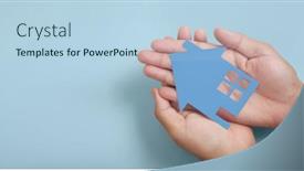  Presentation with family holding hands - Beautiful PPT layouts featuring hands-holding-paper-house-family backdrop and a light blue colored foreground