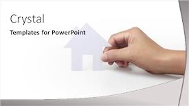  Presentation with family holding hands - Cool new PPT theme with hands-holding-paper-house-family backdrop and a white colored foreground