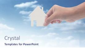  Presentation with family holding hands - Presentation consisting of hands-holding-paper-house-family background and a sky blue colored foreground