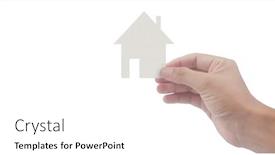  Presentation with family holding hands - Slide set having hands-holding-paper-house-family background and a white colored foreground