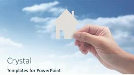  Presentation with family holding hands - Presentation featuring hands-holding-paper-house-family background and a sky blue colored foreground