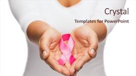  Presentation with pink ribbon breast awareness - Theme having hands holding pink breast cancer background and a lemonade colored foreground