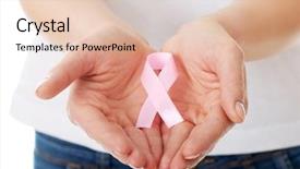  Presentation with pink ribbon breast awareness - Slides consisting of hands holding pink breast cancer background and a lemonade colored foreground