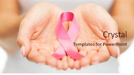  Presentation with pink ribbon hands - Presentation theme consisting of hands holding pink breast cancer background and a lemonade colored foreground