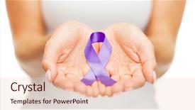  Presentation with domestic violence - Colorful presentation design enhanced with hands holding purple domestic violence backdrop and a lemonade colored foreground