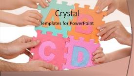  Presentation with couples holding hands - PPT theme having hands holding puzzle with abcd background and a coral colored foreground