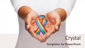  Presentation with rainbow pride - Slide deck consisting of hands holding rainbow gay pride background and a soft green colored foreground