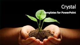  Presentation with black hands - Presentation theme having hands holding sapling in soil background and a black colored foreground