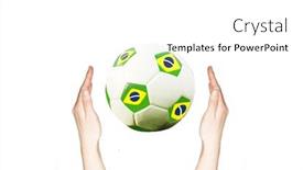  Presentation with brazil - Beautiful slide set featuring hands holding soccer ball with the colors of brazil flag backdrop and a white colored foreground