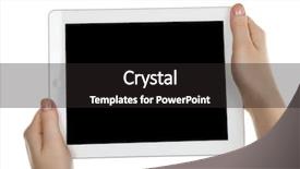  Presentation with hands holding black tablet - Audience pleasing theme consisting of hands holding tablet pc isolated backdrop and a dark gray colored foreground