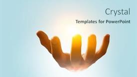  Presentation with dawn - Slide deck with hands-holding-the-sun background and a sky blue colored foreground