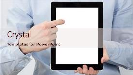  Presentation with hands holding - Cool new presentation theme with hands holding the tablet computer backdrop and a lemonade colored foreground