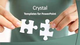  Presentation with holding puzzle pieces - Presentation theme having hands holding two matching puzzle background and a gray colored foreground