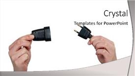  Presentation with two people holding hands - Theme featuring hands holding two prong plug background and a white colored foreground