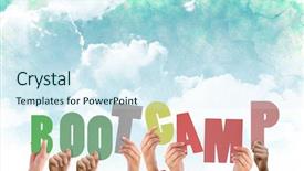  Presentation with boot camp - Slide deck featuring hands holding up boot camp background and a cool aqua colored foreground