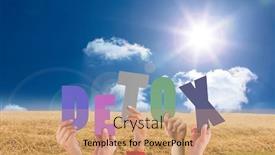 Presentation with detox - PPT layouts with hands-holding-up-detox-against background and a coral colored foreground
