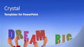  Presentation with dream sky - Colorful presentation theme enhanced with hands-holding-up-dream backdrop and a cobalt blue colored foreground
