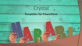  Presentation with holding hands - Cool new PPT theme with hands-holding-up-habari-against backdrop and a seafoam green colored foreground