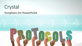  Presentation with blue line - Cool new PPT layouts with hands holding up protocols backdrop and a cool aqua colored foreground