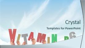  Presentation with vitamin - Audience pleasing presentation design consisting of hands holding up vitamin b6 against blue sky backdrop and a sky blue colored foreground