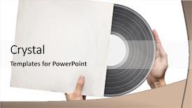  Presentation with vinyl record - PPT layouts consisting of hands holding vinyl record background and a sky blue colored foreground