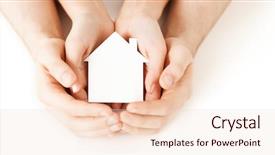  Presentation with family and home love concept - Colorful slides enhanced with hands holding white blank paper backdrop and a lemonade colored foreground