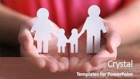  Presentation with family holding hands - Amazing PPT theme having hands holding white family figure backdrop and a red colored foreground