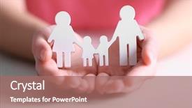  Presentation with family holding hands - Slides enhanced with hands holding white family figure background and a coral colored foreground