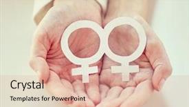  Presentation with gay pride - Colorful presentation design enhanced with hands holding white paper venus backdrop and a lemonade colored foreground