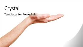  Presentation with hand palm - Slides enhanced with hands hunger - hand with open palm isolated background and a white colored foreground