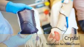  Presentation with blood - Audience pleasing slides consisting of hands in gloves holding blood backdrop and a coral colored foreground