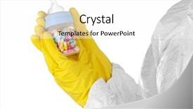  Presentation with cross and holding hands - Presentation theme consisting of hands in gloves holding feeding background and a  colored foreground